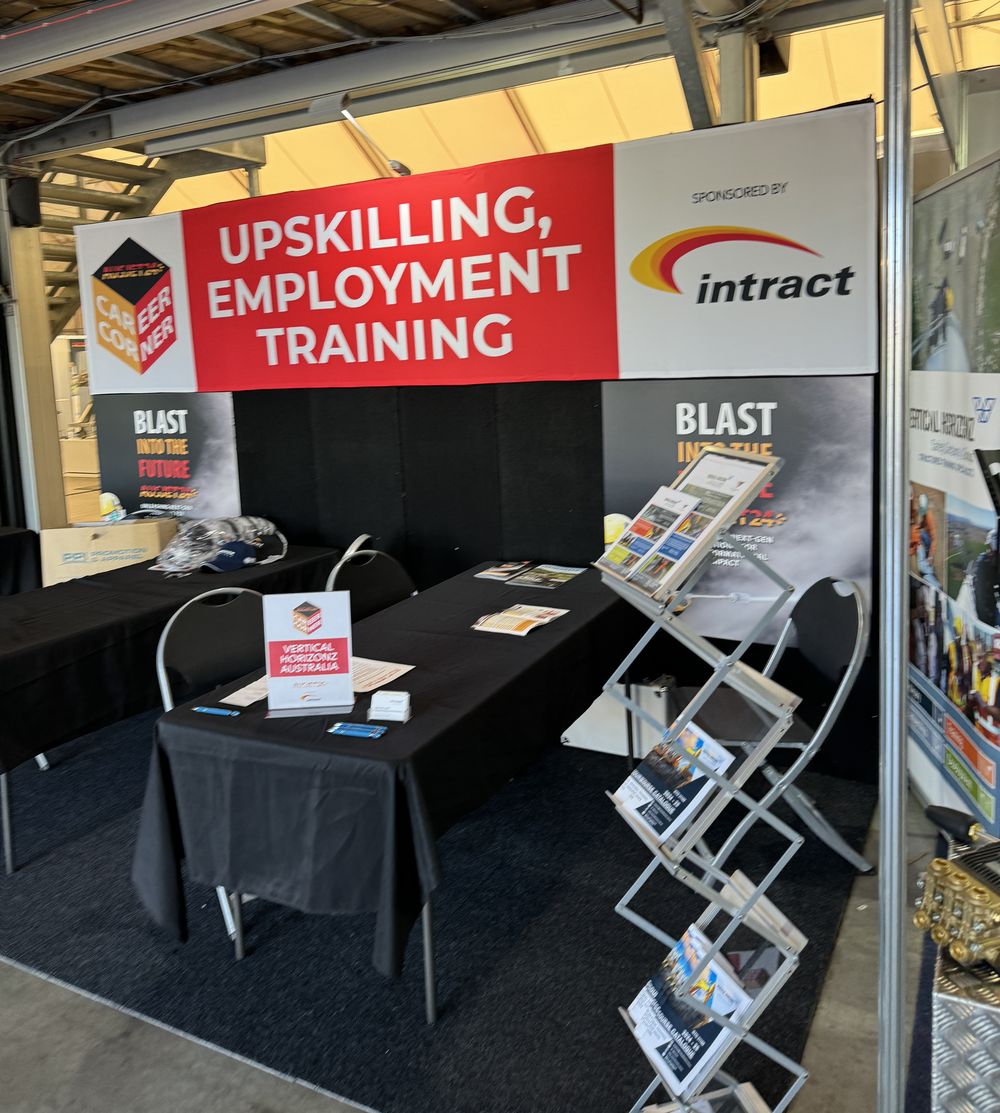The AusJet Career Corner stand, sponsored by Intract, at a previous AUSJET event